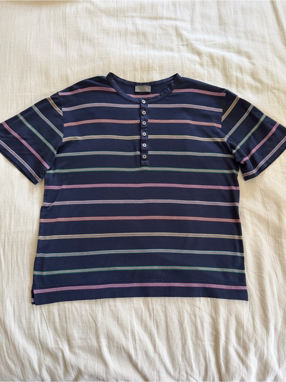 Men’s Zimmereli Button Front Striped Knit Tee Sz Medium